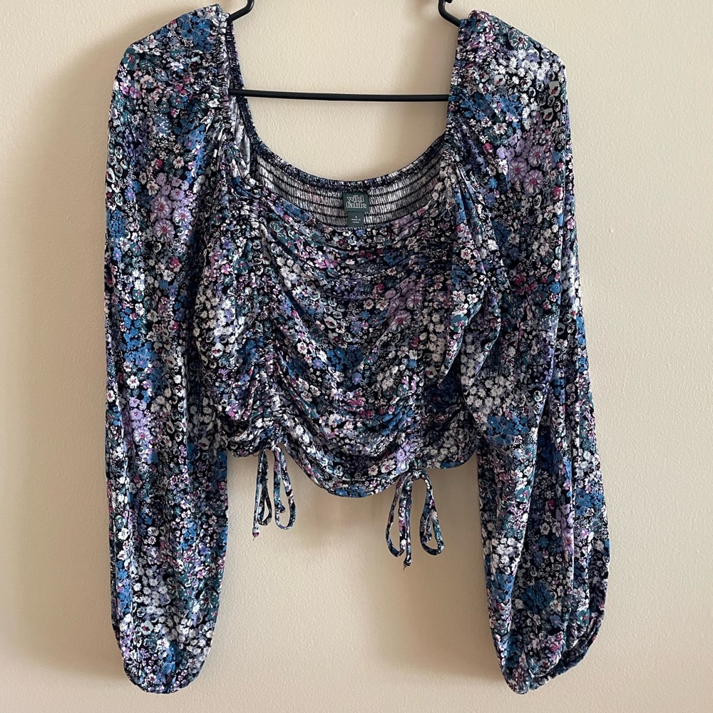 Wild Fable Cropped Long Sleeve Floral Top